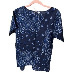 Adrift Orion Top blue floral mandala short sleeve loose fit small NWT